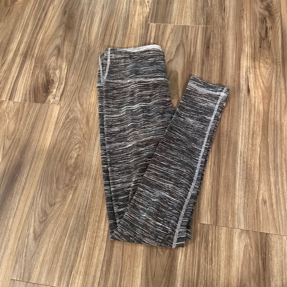 90 Degree by Reflex Gray and White Strip Leggings